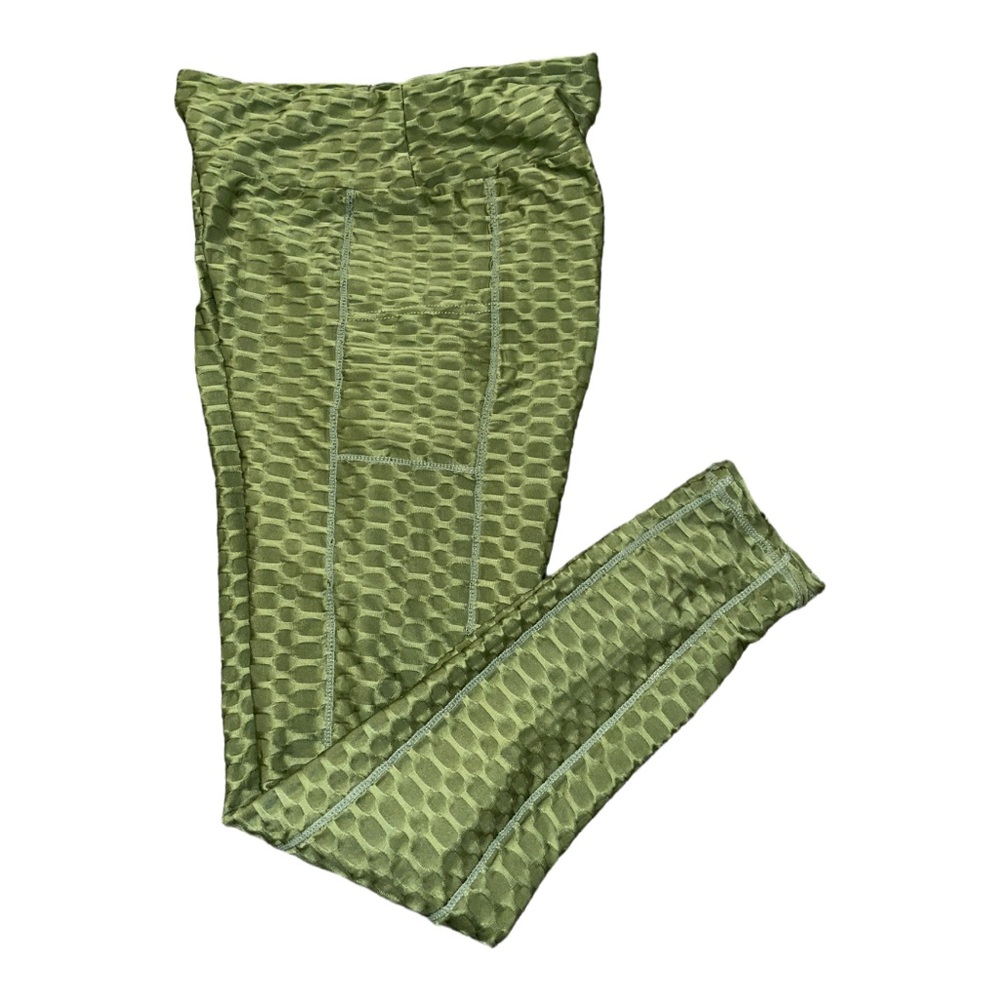 Green Butt-lifting Textured Leggings - Picture 3 of 3
